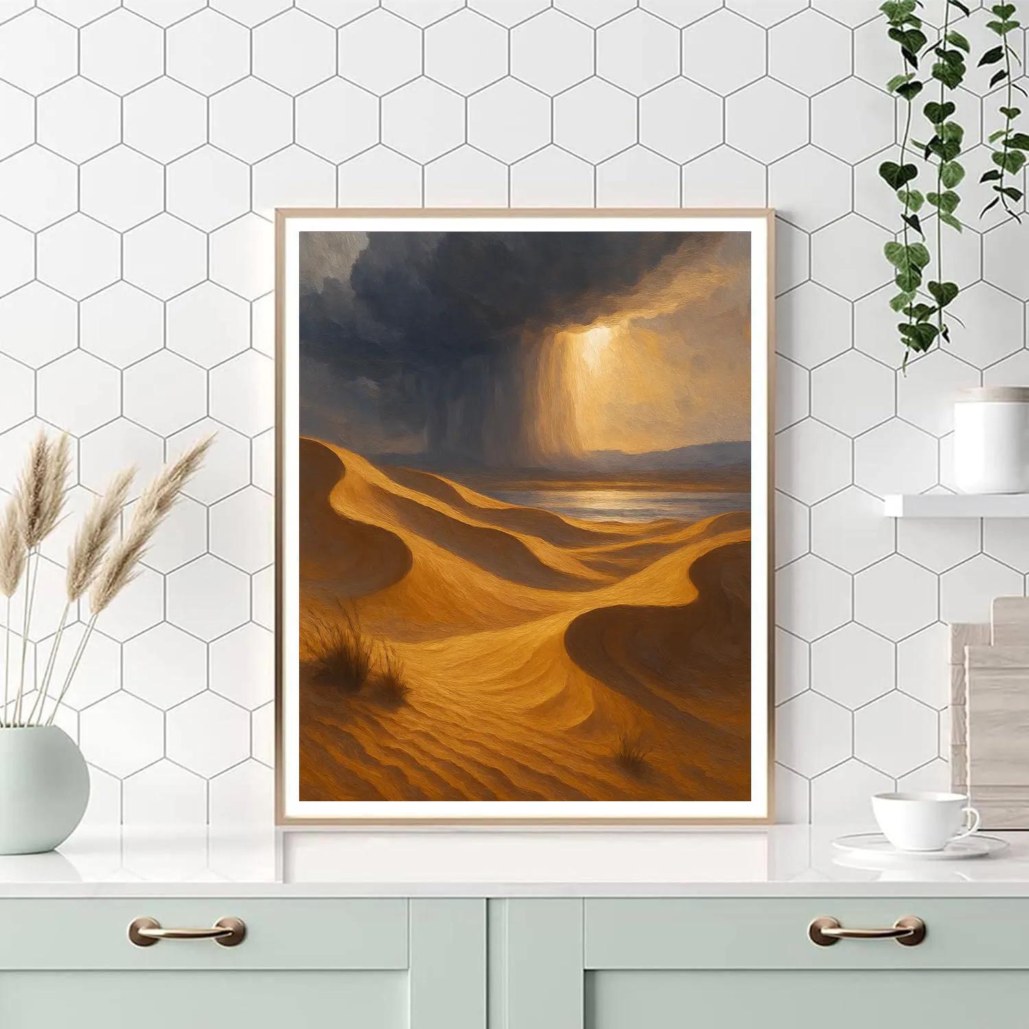 Amber Dunes And Distant Stormlight paint by color