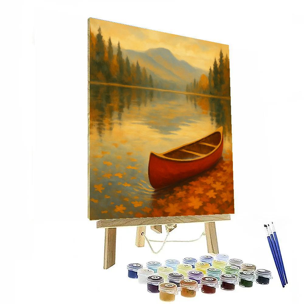 Autumn Canoe Under Maple Drift paint by numbers