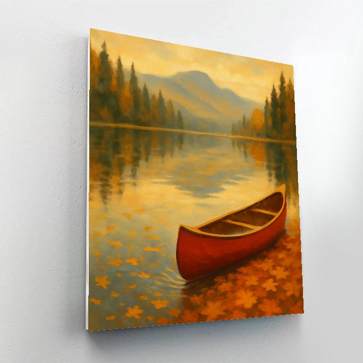 Autumn Canoe Under Maple Drift paint by numbers