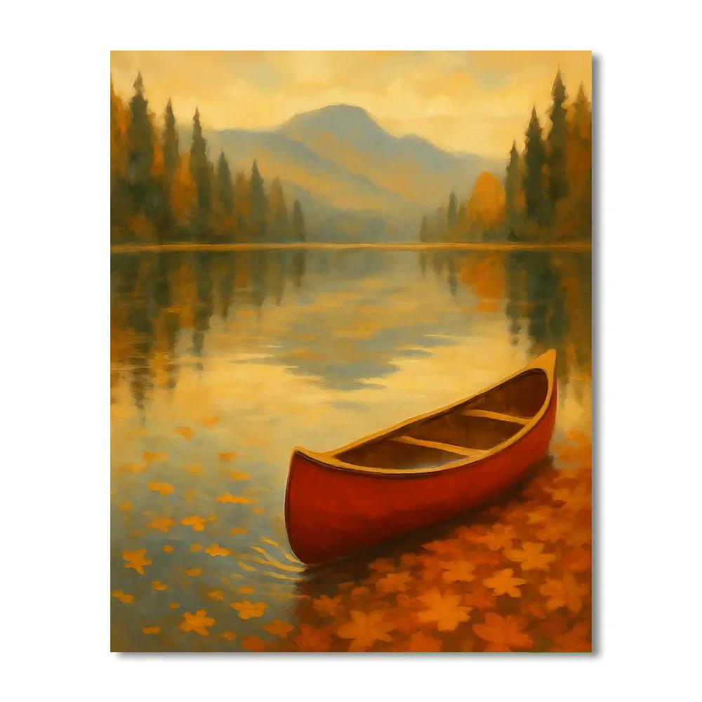 Autumn Canoe Under Maple Drift paint by numbers