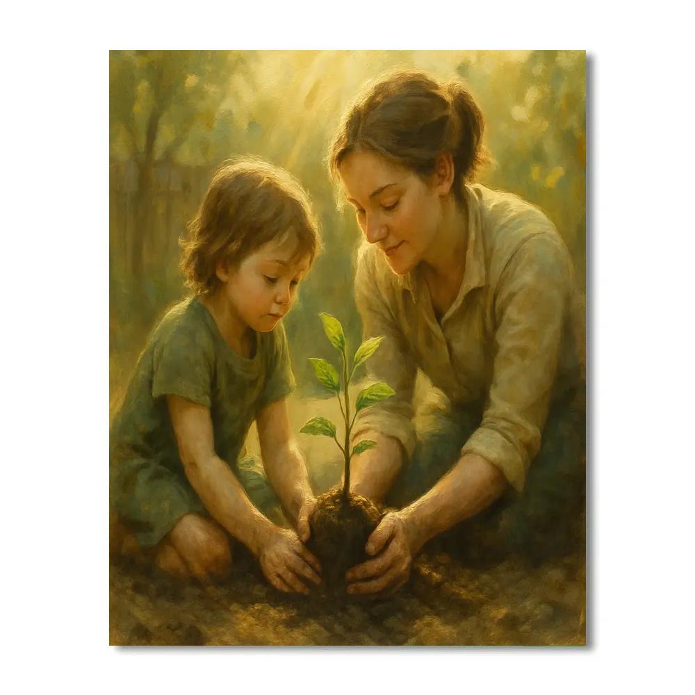 Mother And Child Planting A Hope Tree painting number kit