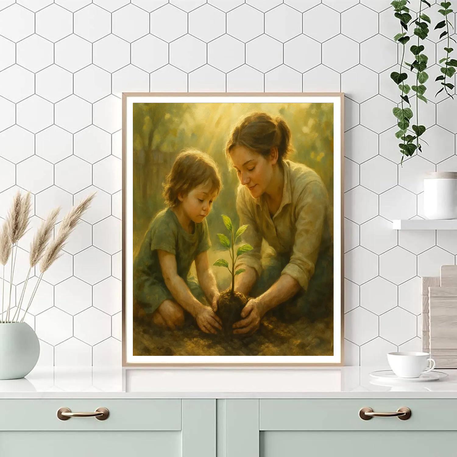 Mother And Child Planting A Hope Tree painting number kit