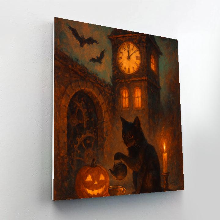 Cozy Haunted Clocktower Tea Break paint by numbers