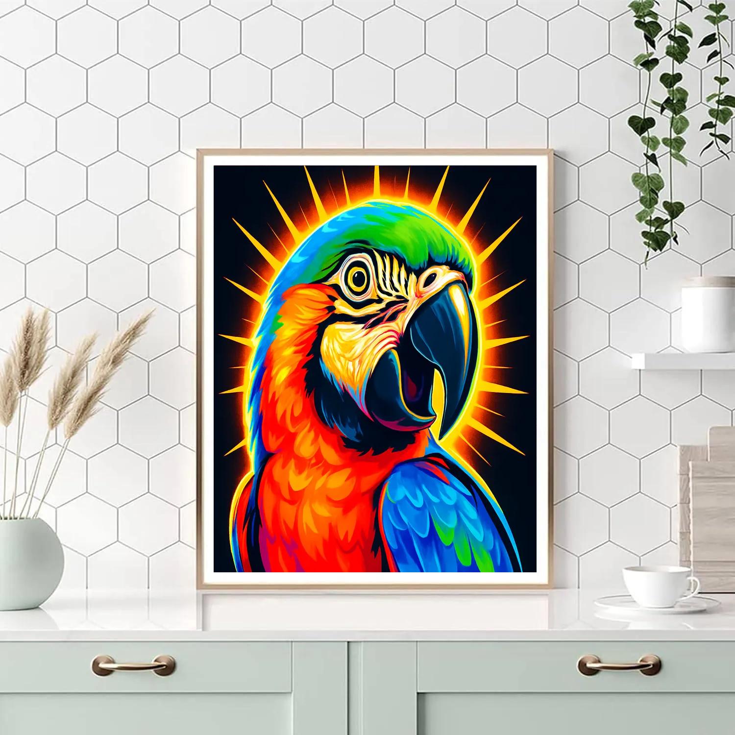 Solar Flare Macaw Portrait Painting by numbers kit