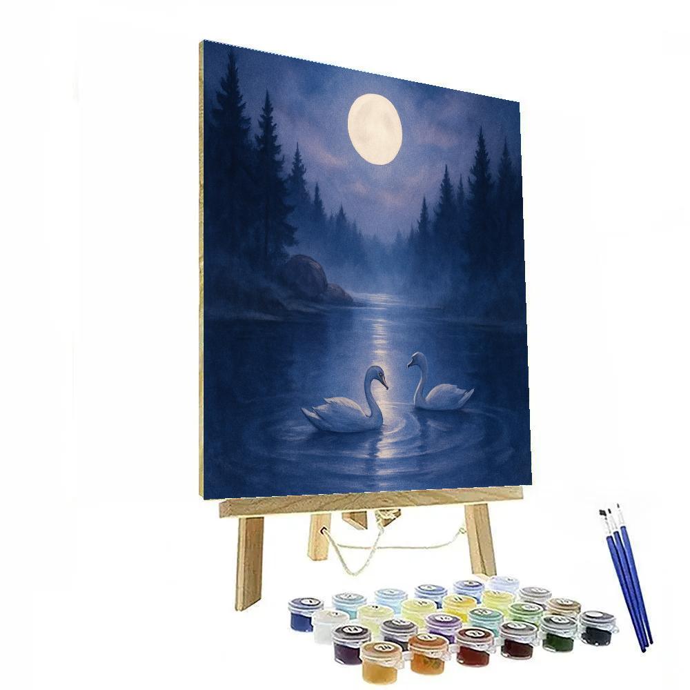 Moonrise Over The Glass Pond Hollow paint by numbers