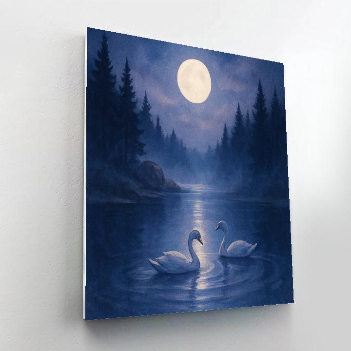Moonrise Over The Glass Pond Hollow paint by numbers