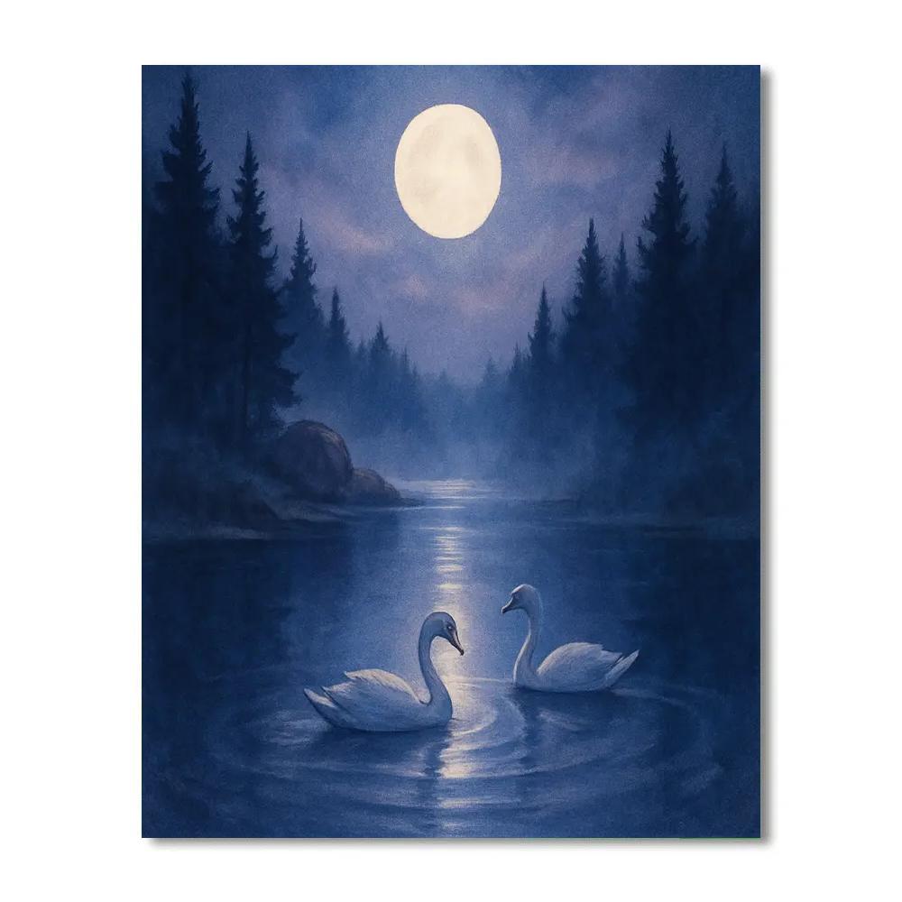 Moonrise Over The Glass Pond Hollow paint by numbers