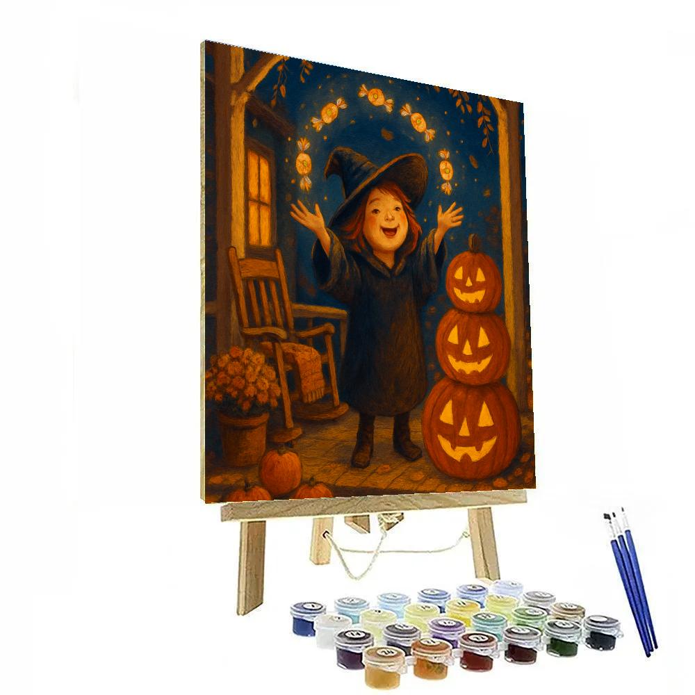 Autumn Porch With Floating Candy Lanterns Painting by numbers kit