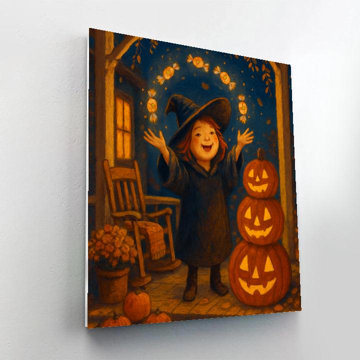 Autumn Porch With Floating Candy Lanterns Painting by numbers kit