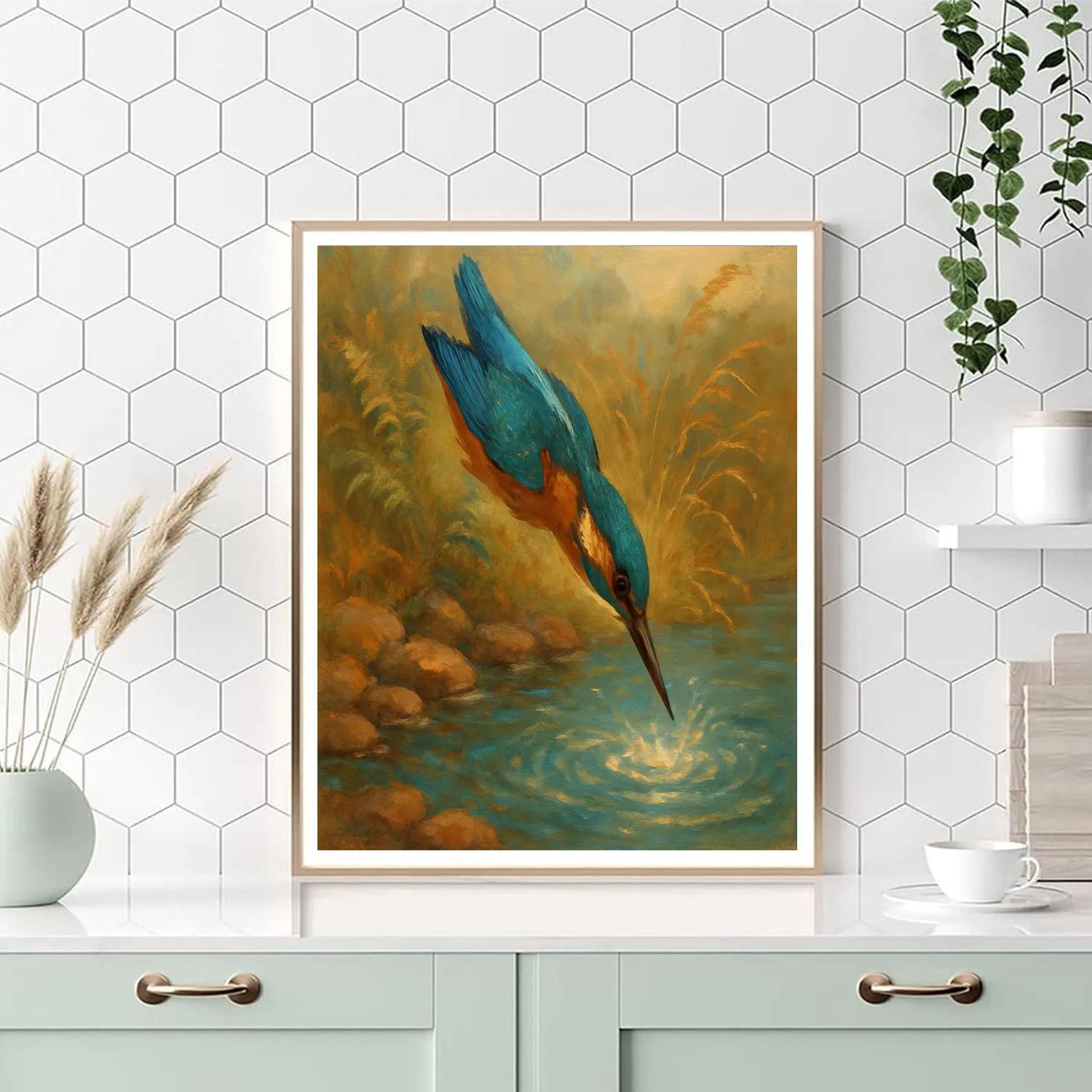 Kingfisher Flash Over The Copper Stream Numbered painting kits