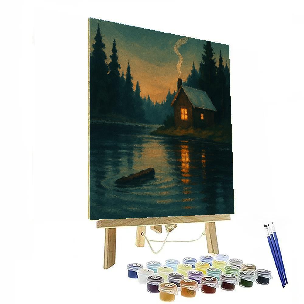 Cabin Glow At The Fir Needle Shore Paint by numbers kits