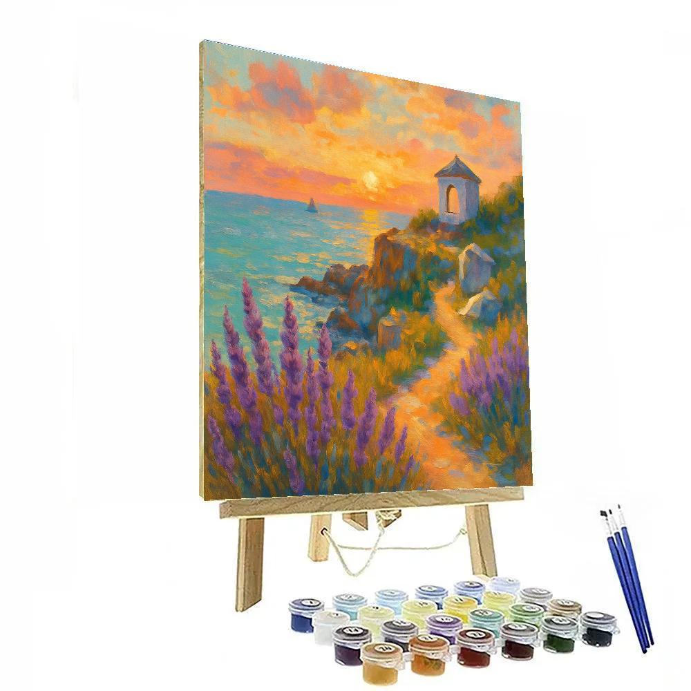 Cliffside Lavender Coast At Sunset Numbered painting kits