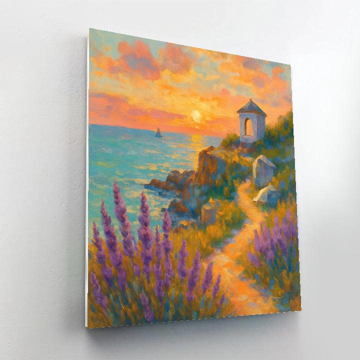 Cliffside Lavender Coast At Sunset Numbered painting kits