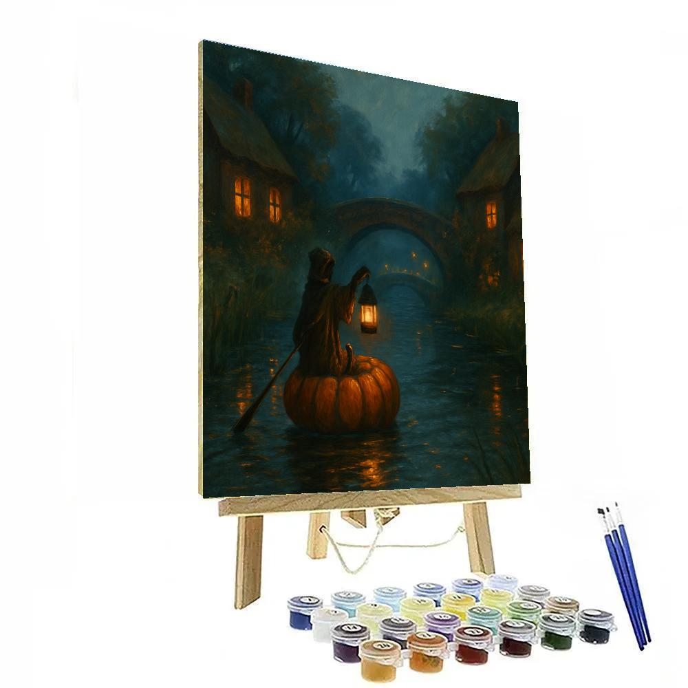 Pumpkin Boat On A Firefly Canal paint by color