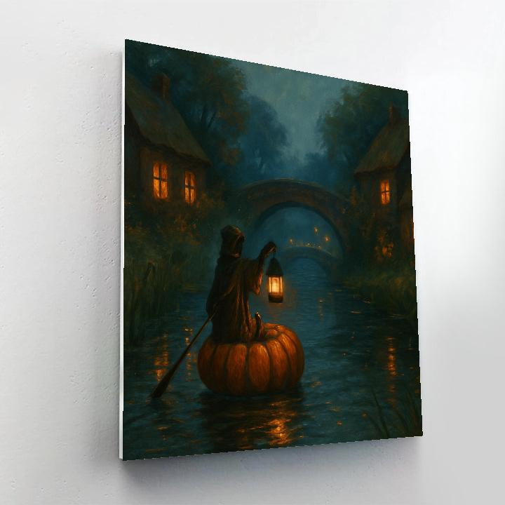Pumpkin Boat On A Firefly Canal paint by color