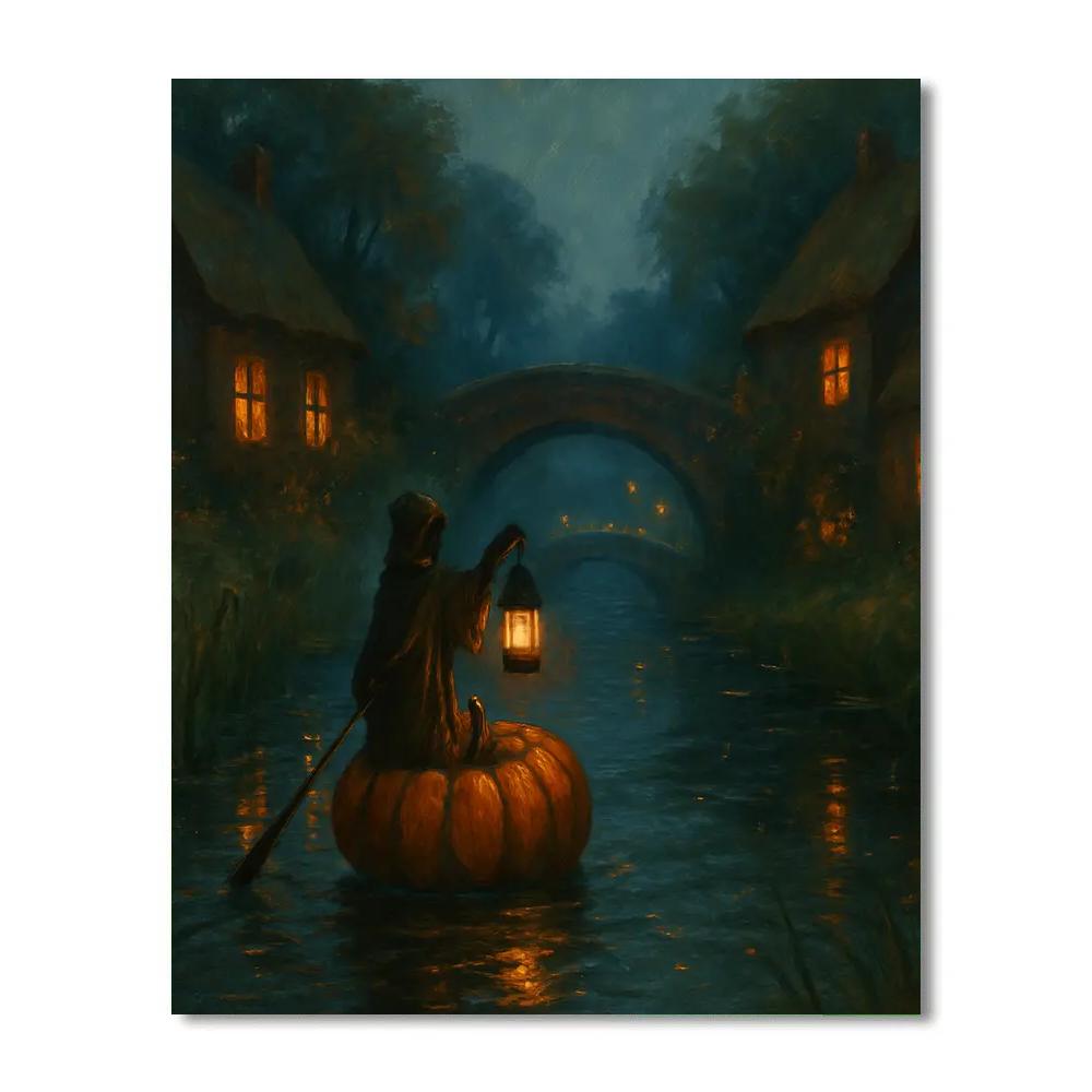 Pumpkin Boat On A Firefly Canal paint by color