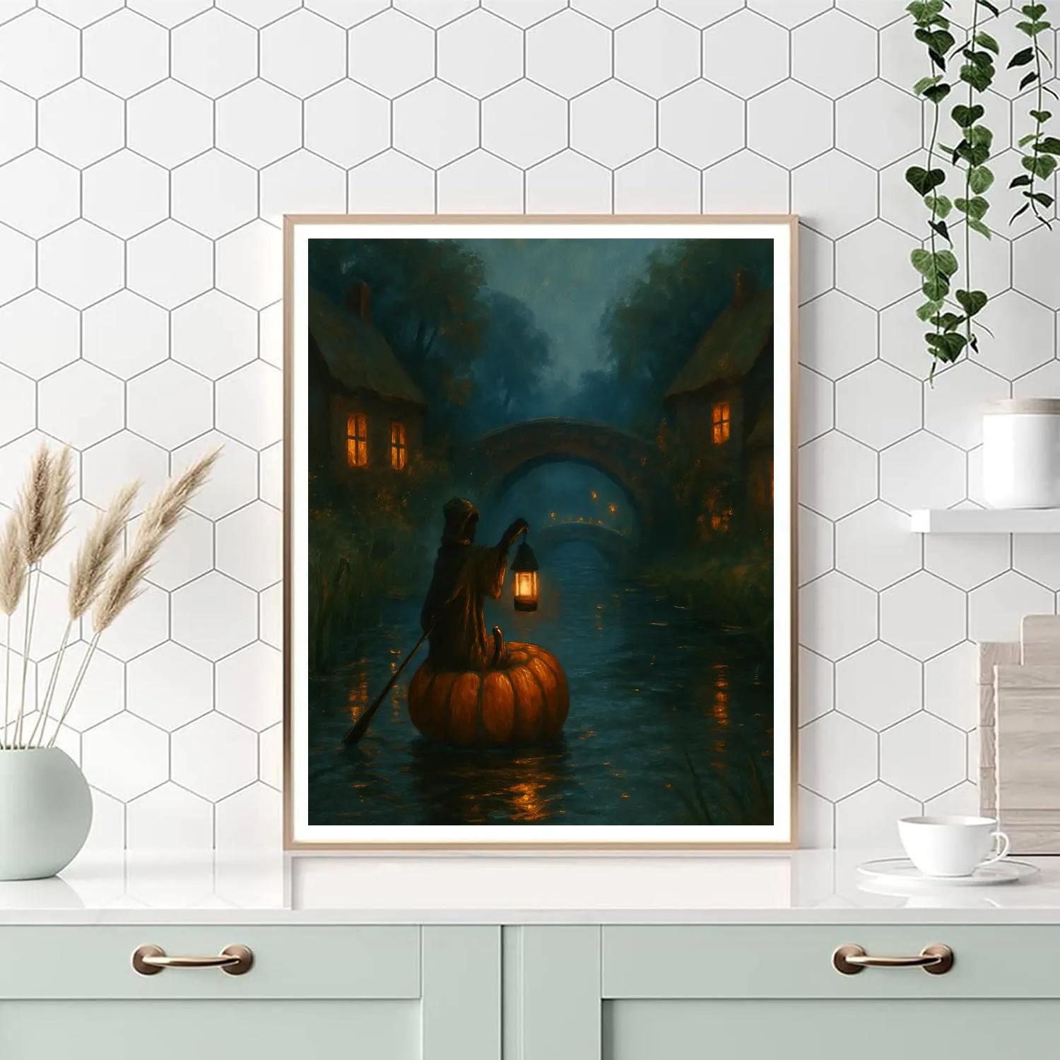 Pumpkin Boat On A Firefly Canal paint by color