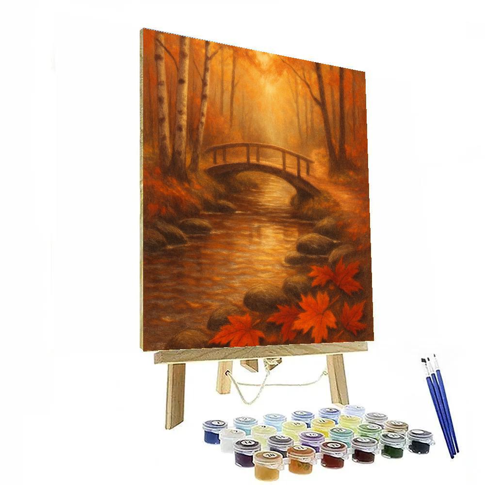 Autumn Lantern Creek Crossing Painting by numbers kit