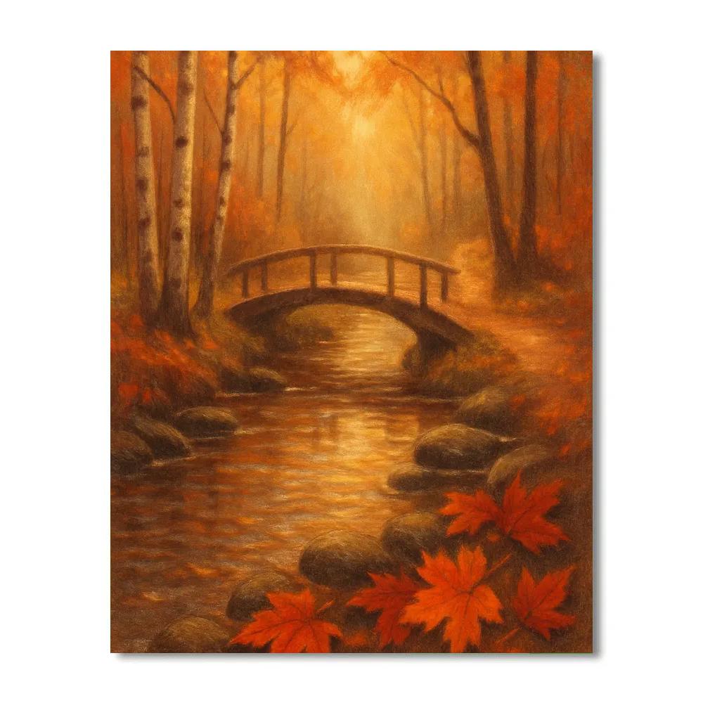 Autumn Lantern Creek Crossing Painting by numbers kit