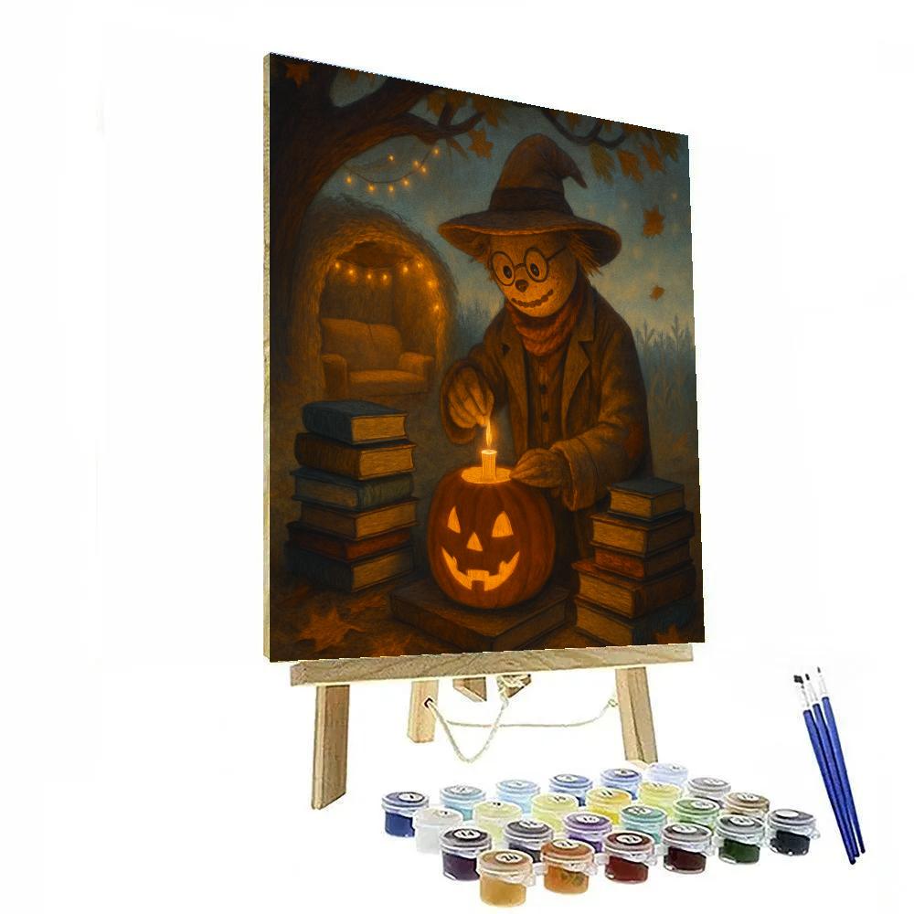The Candlelit Scarecrow Librarian Painting by numbers kit