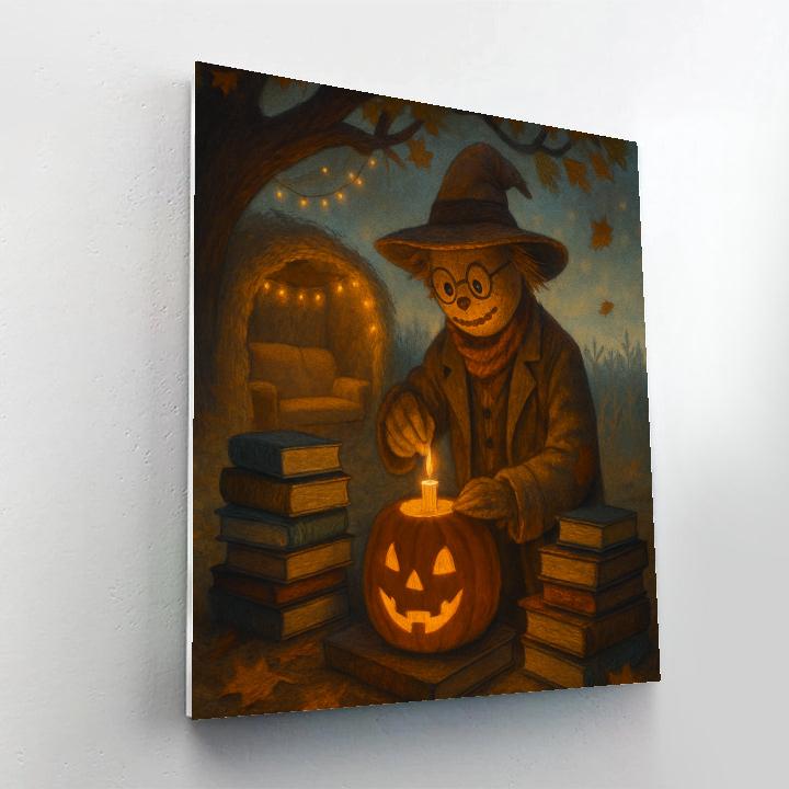 The Candlelit Scarecrow Librarian Painting by numbers kit