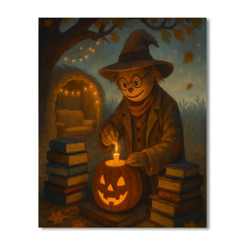 The Candlelit Scarecrow Librarian Painting by numbers kit