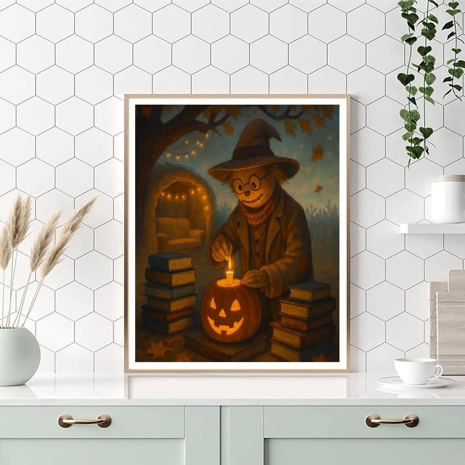 The Candlelit Scarecrow Librarian Painting by numbers kit