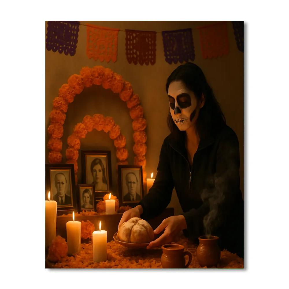 Día De Muertos Ofrenda Candlelight Mexico City paint by number