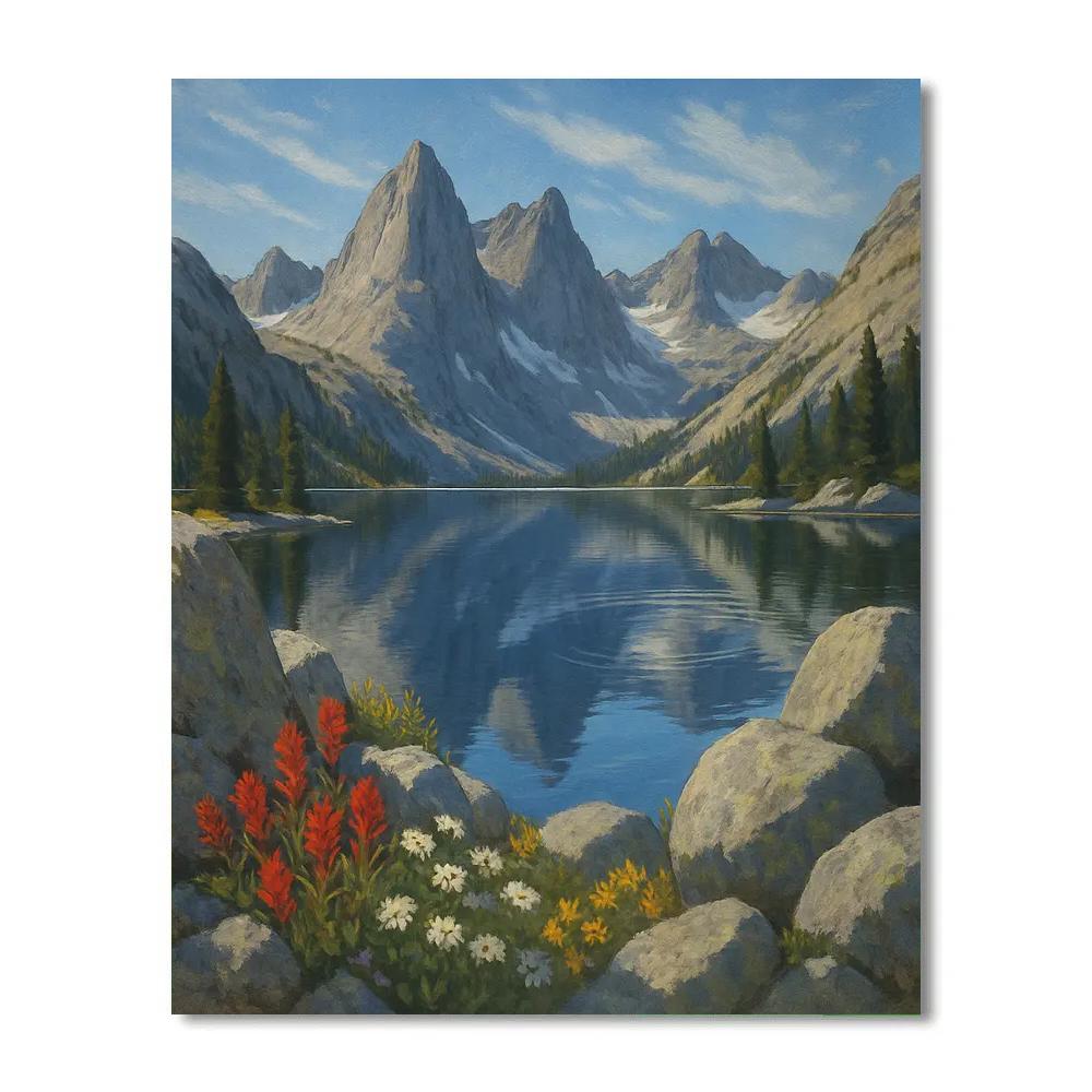 High Alpine Lake With Crystal Reflections DIY paint by numbers