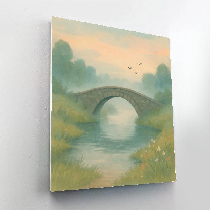 Morning Mist At The Stone Bridge Lakelet Painting by numbers kit