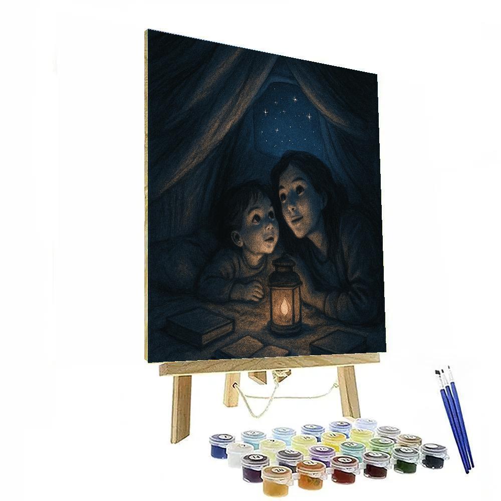 Mother And Child Stargazing Blanket Fort paint by numbers
