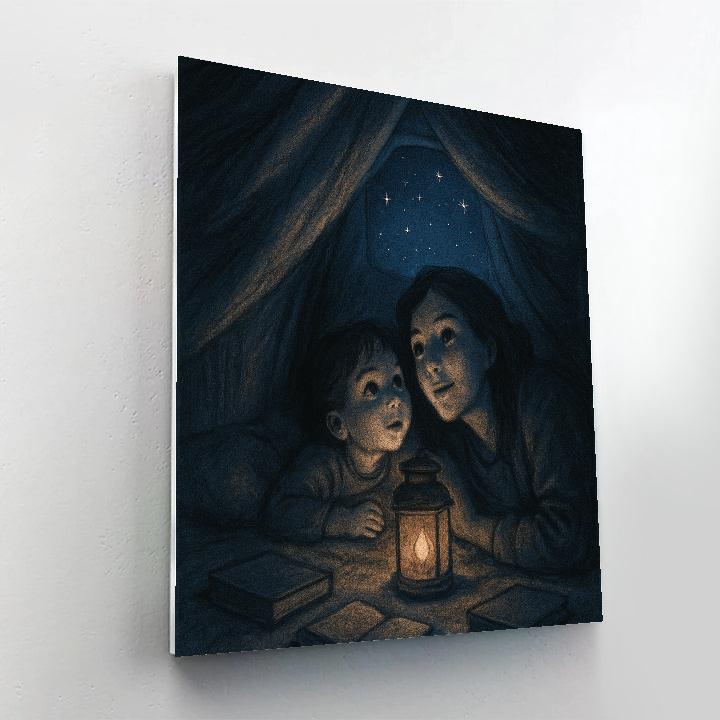 Mother And Child Stargazing Blanket Fort paint by numbers