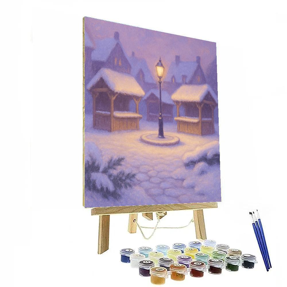 Snowy Market Square At Dusk Without Crowds Paint by numbers kits