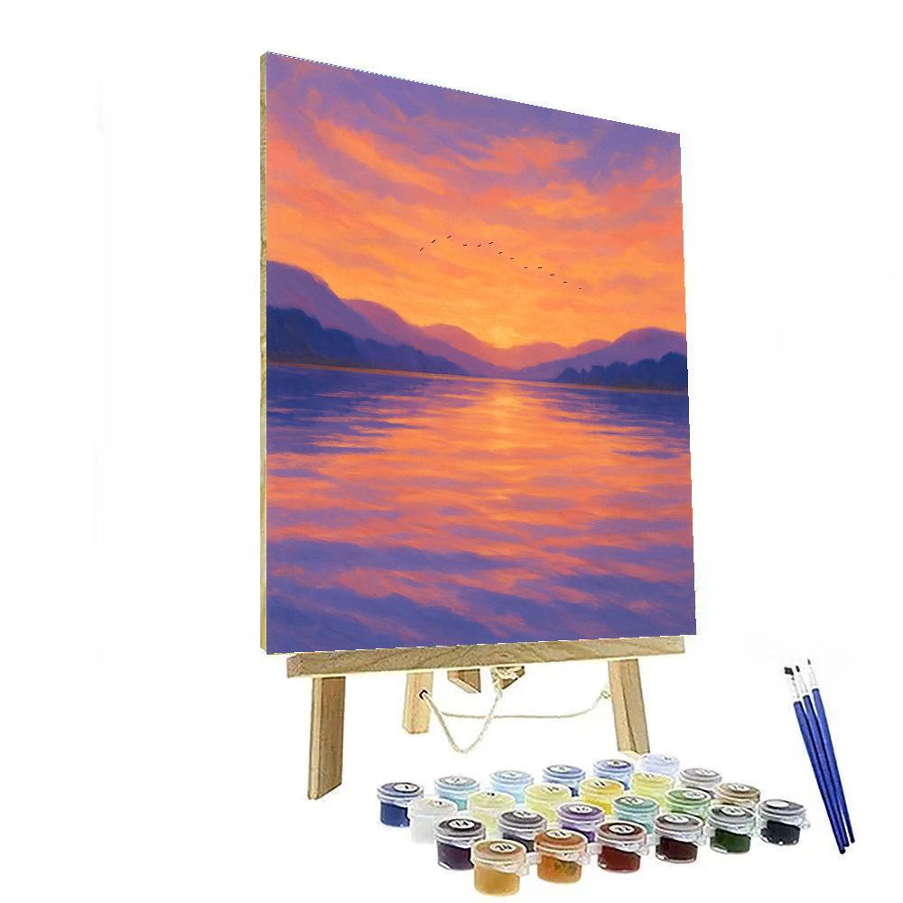 Golden Hour Over The Lavender Ridge Reservoir painting number kit