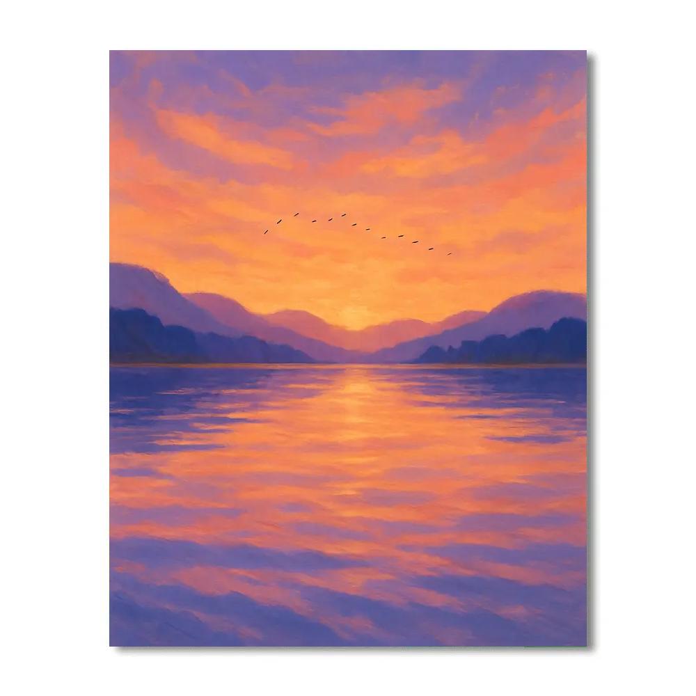 Golden Hour Over The Lavender Ridge Reservoir painting number kit