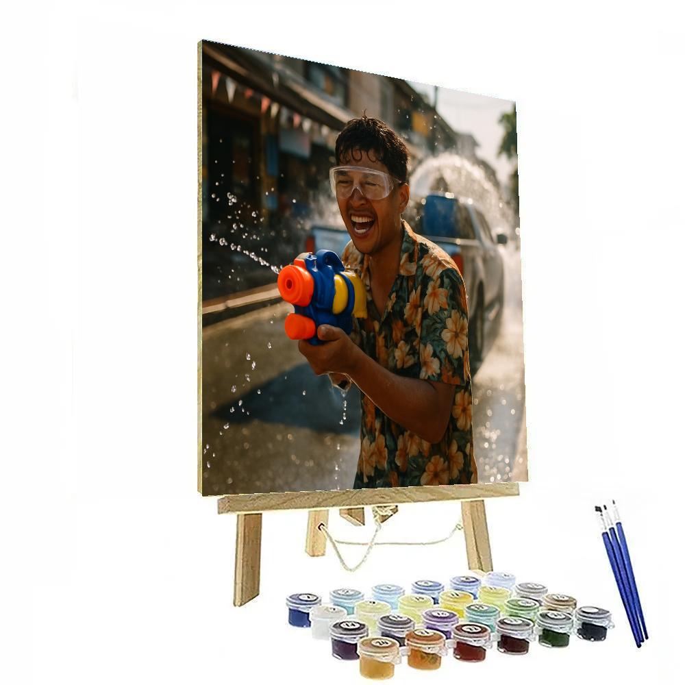 Songkran Water Splash Chiang Mai Paint by numbers art