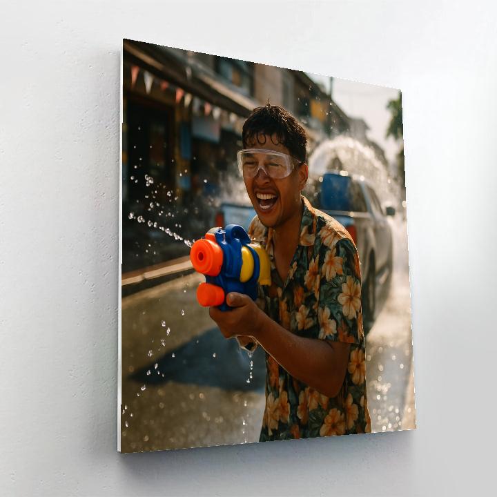 Songkran Water Splash Chiang Mai Paint by numbers art