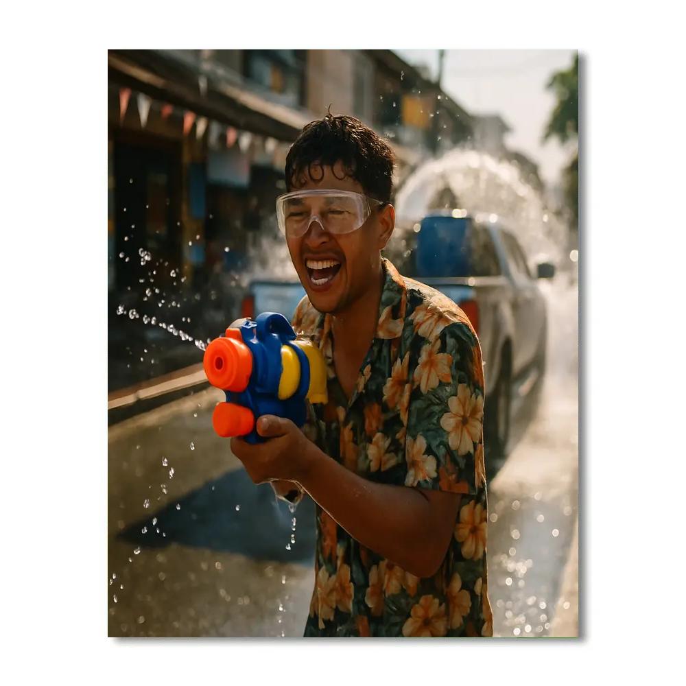 Songkran Water Splash Chiang Mai Paint by numbers art