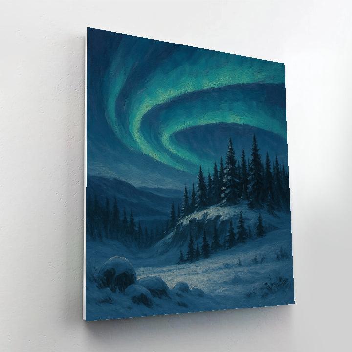 Pine Ridge Under Aurora Like Brushstrokes paint by numbers