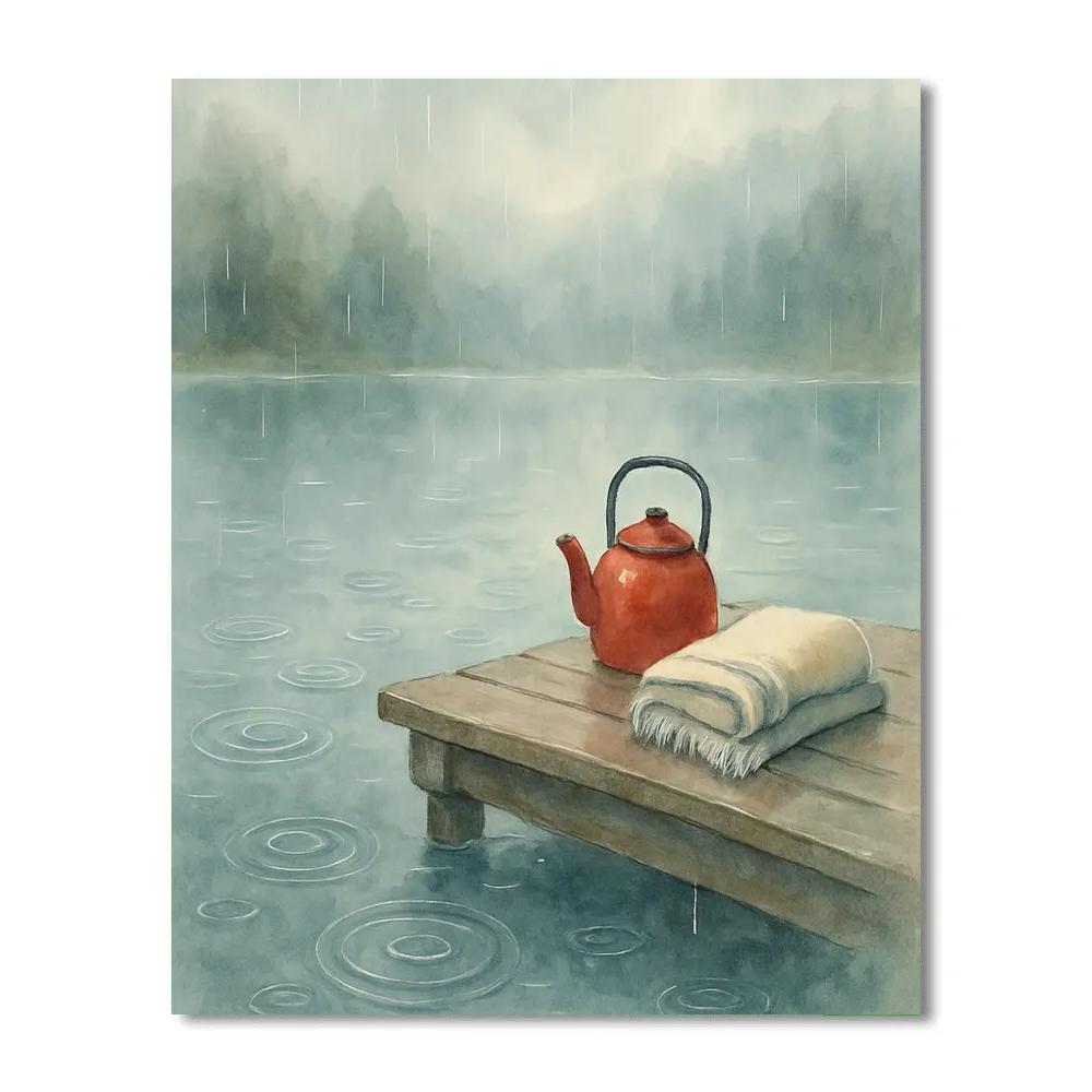 Rainy Day Tea Kettle Dockside paint by number