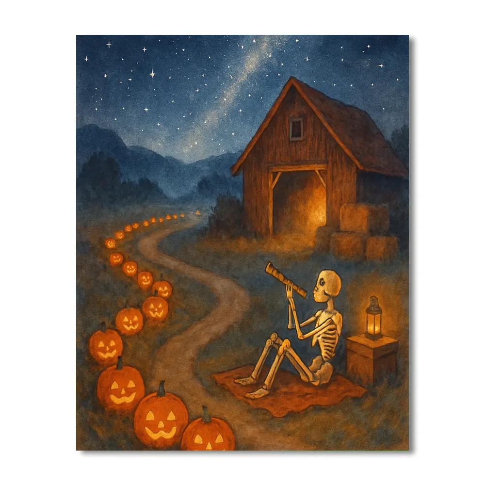Carved Pumpkin Path To The Stargazer Barn paint by color