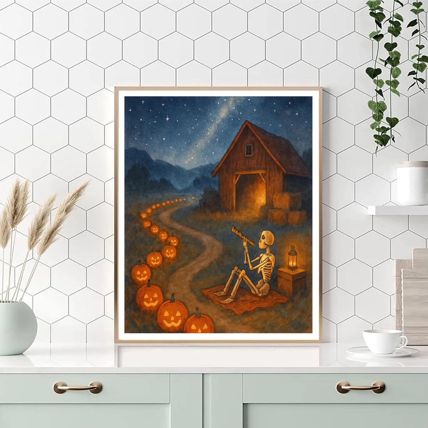 Carved Pumpkin Path To The Stargazer Barn paint by color