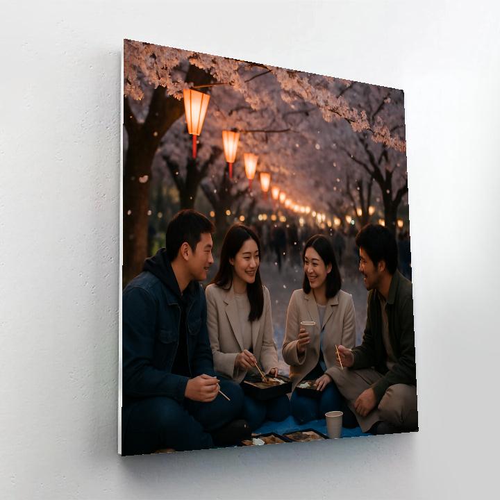 Hanami Evening Picnic Ueno Park paint by color