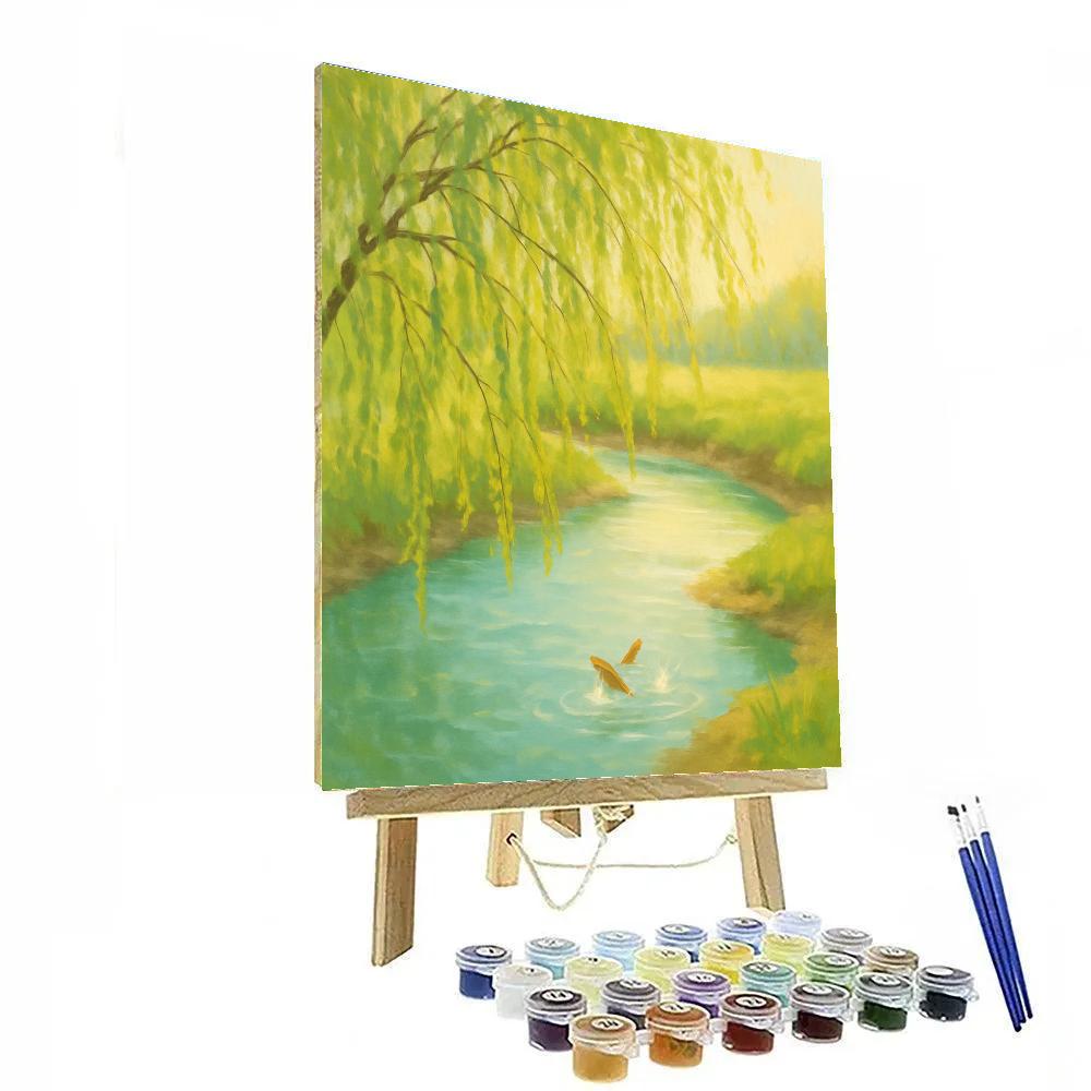 Spring Thaw At The Willow Bend Lagoon paint by number