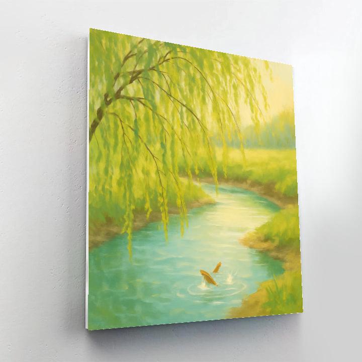 Spring Thaw At The Willow Bend Lagoon paint by number