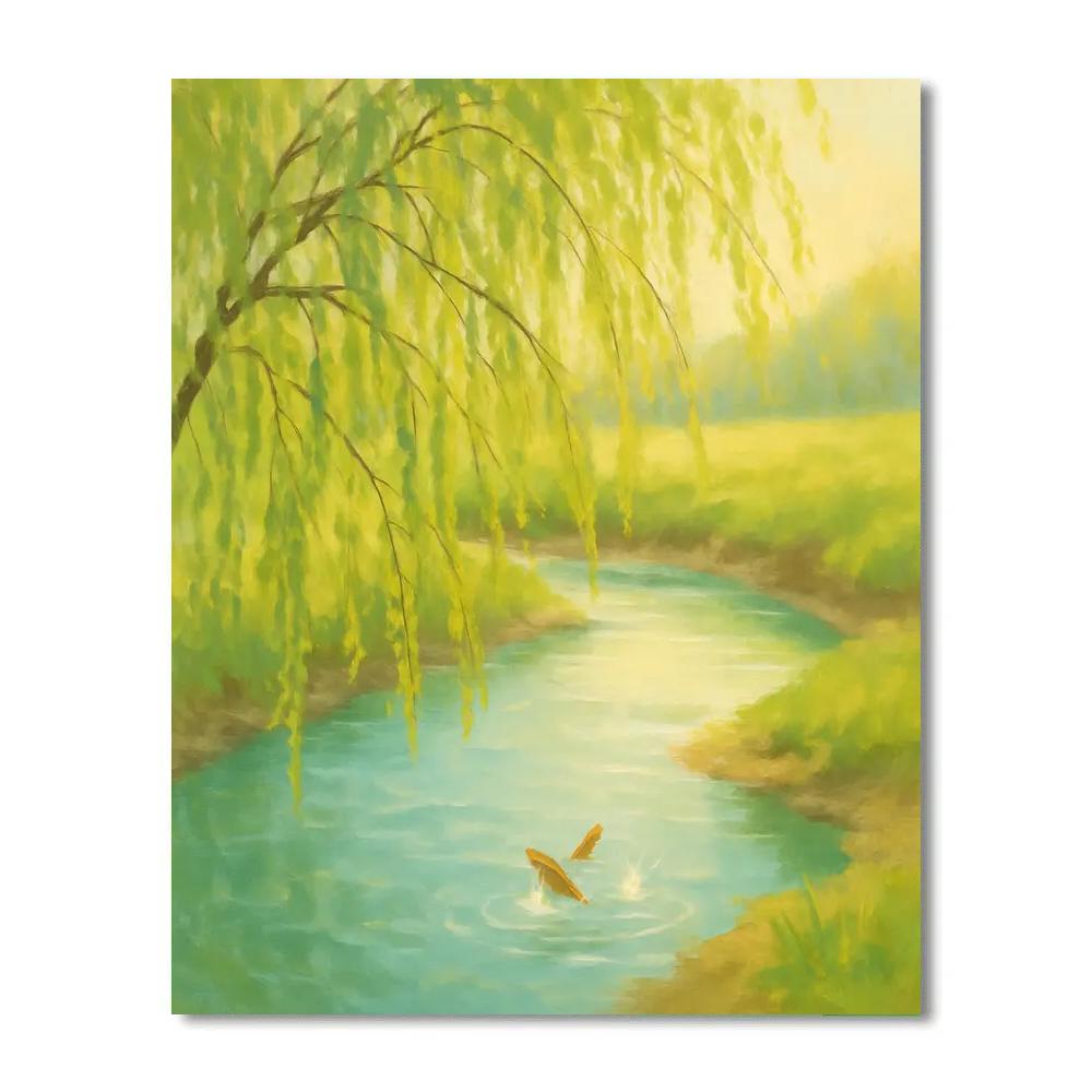 Spring Thaw At The Willow Bend Lagoon paint by number