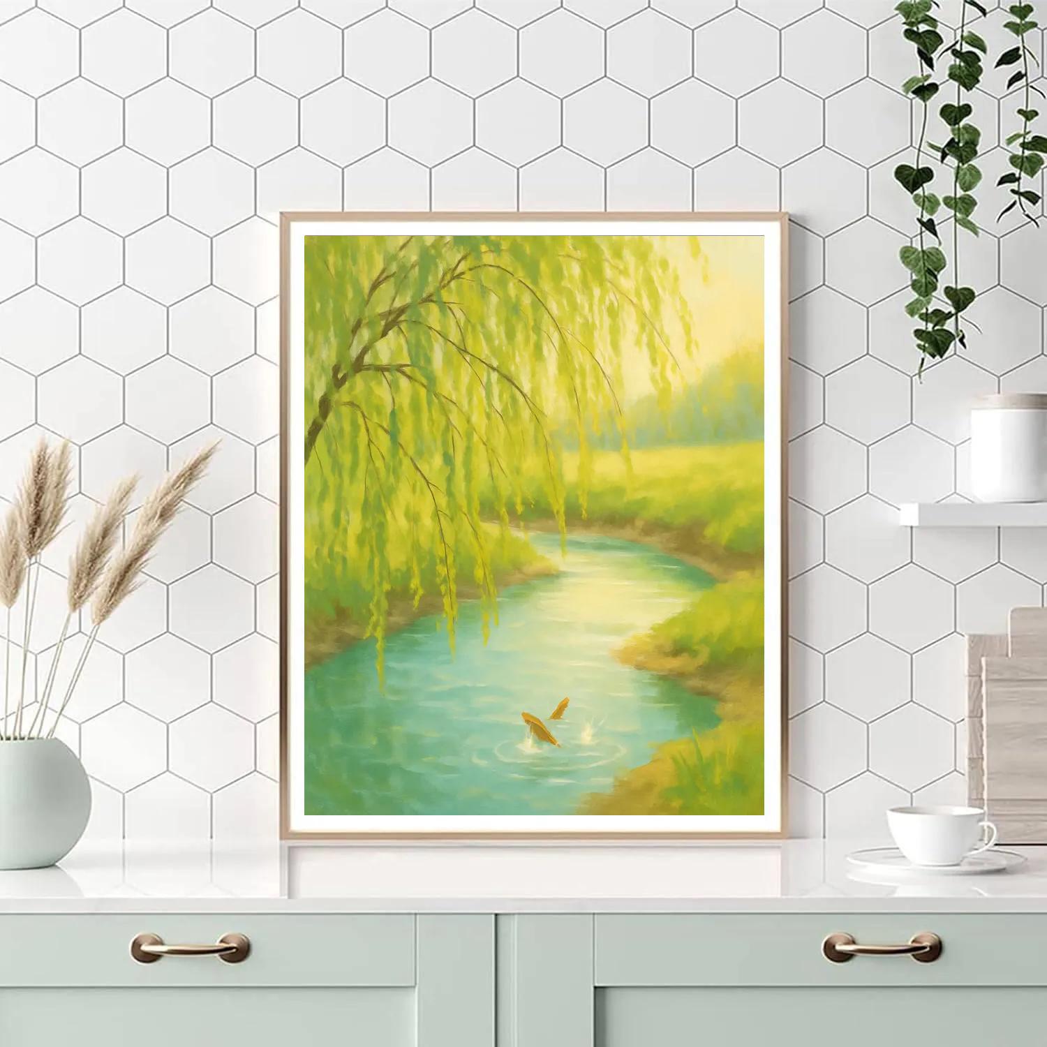 Spring Thaw At The Willow Bend Lagoon paint by number