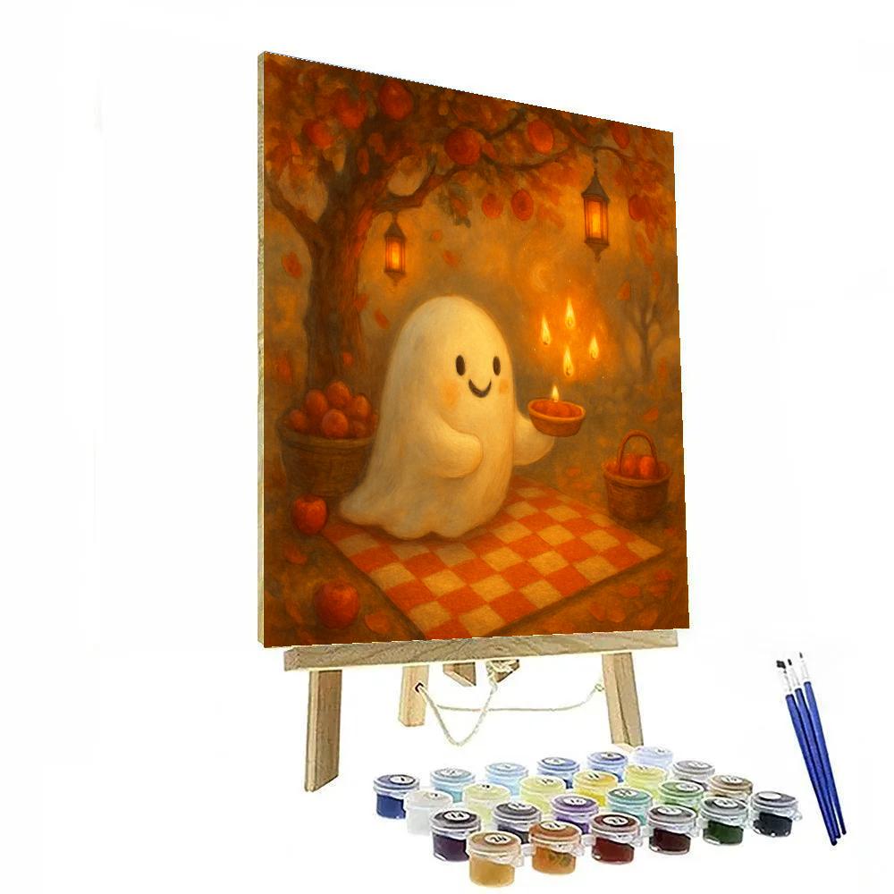 Enchanted Apple Orchard Ghost Picnic paint by numbers