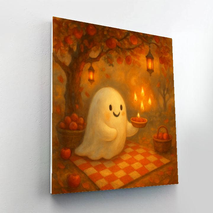 Enchanted Apple Orchard Ghost Picnic paint by numbers