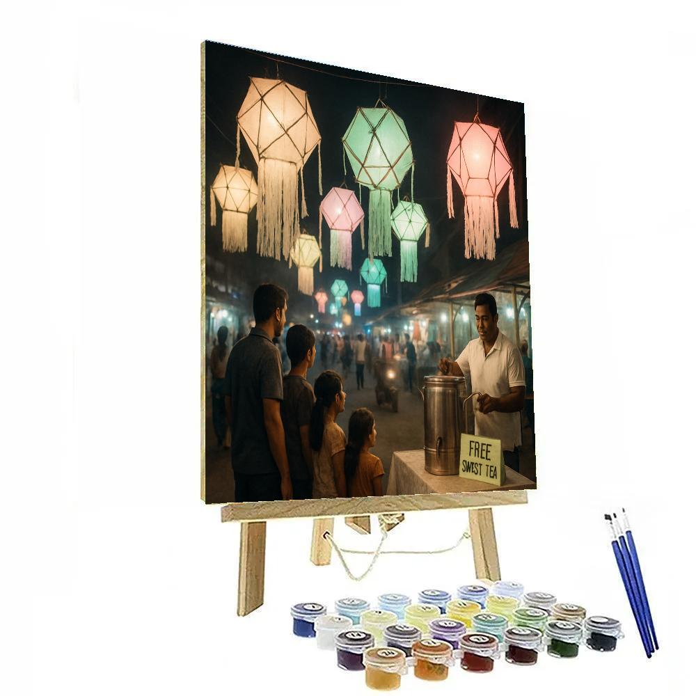 Vesak Lanterns Colombo Night Street Number painting